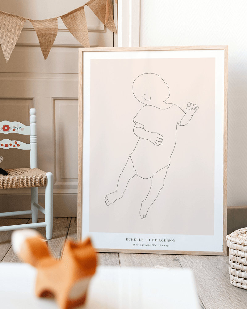 une affiche illustrée de la silhouette de bébé sur fond pastel