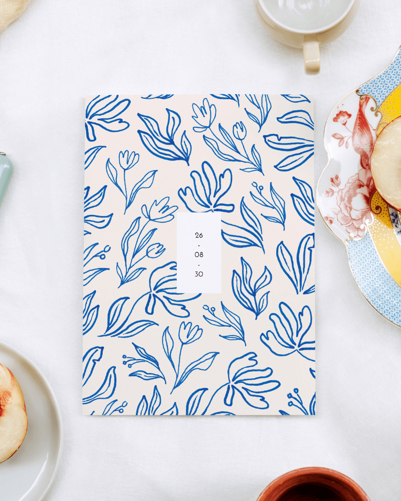 faire-part de mariage bleu et blanc avec illustrations modernes